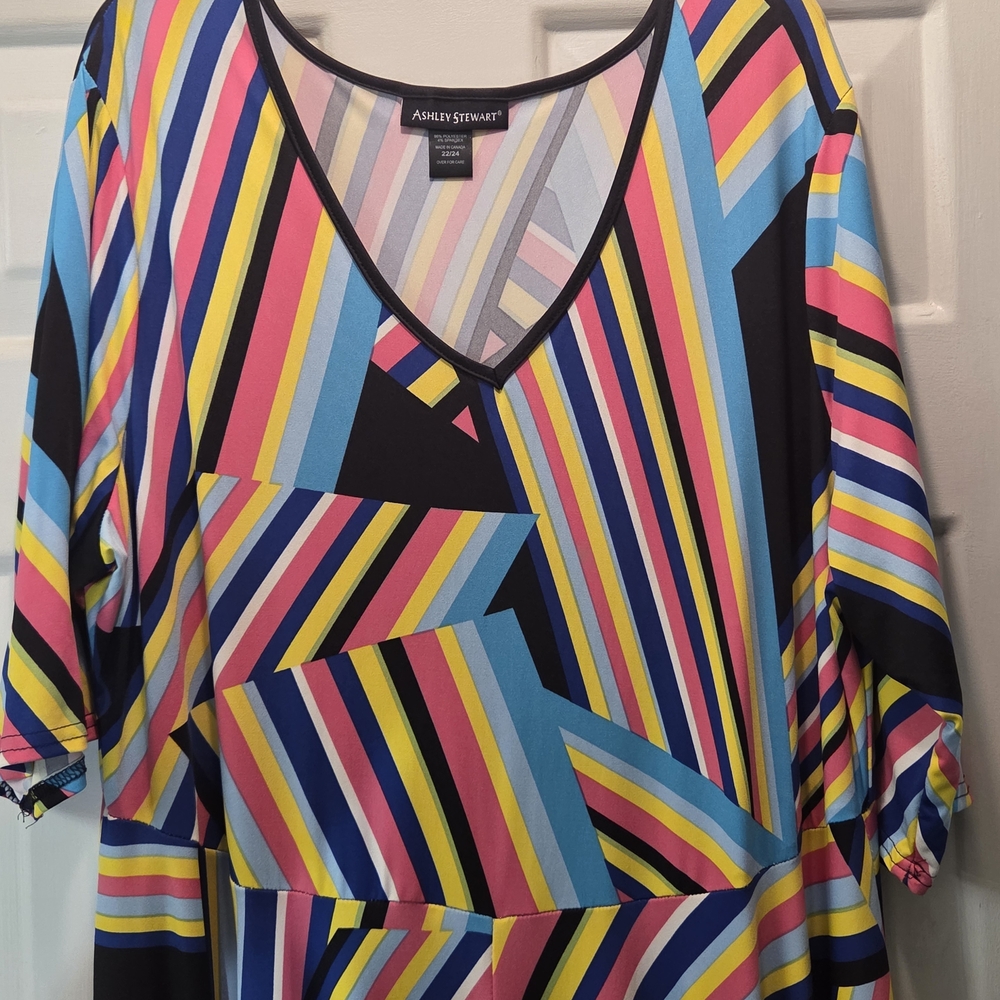 Ashley Stewart Pastel Striped Dress - Picture 3 of 5